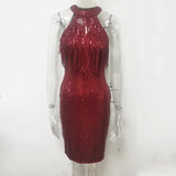 party Halter mini Sequin summer Dress women vintage club elegant wrap bodycon woman dress slip ladies dresses vestidos
