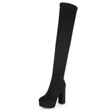 Autumn And Winter Lady Over The Knee Elastic Boots Thin Skinny Boots Thick Side Zipper Large Size Over Knee Elastic