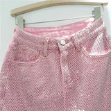 Denim Rhinestone Mini Skirt- Outfit