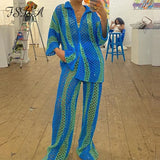 2021 Women Blue Stripe Loose Long Sleeve Cardigan Autumn Oversized Casual Beach Sexy Knitted Sweater