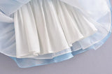 Short Sleeve Puff Tulle Mini Dress-Outfit