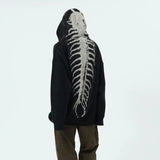Skeleton Print Fuzzy Graphic Hoddie- Outfit