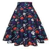 Ghost Bat Print Halloween Skirt 50s High Waist Hepburn Vintage Christmas Jurken Long Cotton A-Line Party Women's