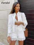 Out Corset Cotton White Women Blouse Shorts Set Office Casual Summer Spring Beach Suits Wide Leg Shorts Suit Outfits