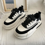 Zingj Autumn / Winter New Shoes Women's Niche Design Round Head Single Shoes With Color Thick Sole Increased Casual Sports Board