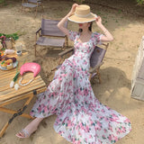 Zingj Retro Tea Break Broken Flower Elegant Dress Niche Design Long Temperament Goddess Princess Fan Socialite Short