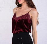 Fashion Women's Summer Lace Vest Top Sleeveless Velvet Tank Strappy Grace Summer Tops Wear Sexy Clothes For