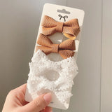 Pcs/set Cotton Linen Leopard Printed Bowknot Hair Clips For Cute Girls Barrettes Safty Hairpins Headwear Kids Hair