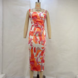 Zingj Women's Summer 2024 New Fashion Print With Open Back Strap Slim Sling