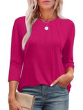 2025 New Fashion Casual Roll Collar Seven-Sleeve Top Bottom