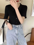 Zingj POLO Lapel Knit Cardigan Summer 2024 New Color Knit Short Sleeve Sweater
