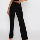 2021 Summer High Waist Sexy Straight Pants Women Sports Slim Black Long Trousers Streetwear Casual Solid Woman