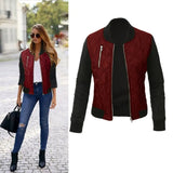2020 Autumn Winter Fashion Solid Women Jacket O Neck Zipper Stitching Quilted Bomber Tops Ladies Jacktes Coats Plus