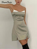 Backless Sleeveless Sexy Summer Bodycon Dress Women 2022 Black V Neck Patchwork Mini Club Outfit Party Dresses