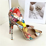 Gradient Women Pointy Toe Glossy Stiletto Pumps Sexy Ladies High Heel Party Dress Shoes Plus Size 10 11 QP151