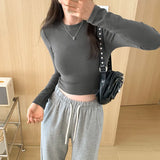 Round-Neck Short-Sleeved T-Shirt Women's Autumn New Style Spicy Girl Slim Stretch