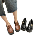 Zingj 2024 New British Style Black Leather Shoes With Mary Jane Shoes-Outfit