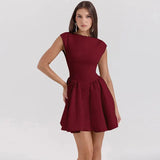 Short Sleeve Backless Mini Dress- Outfit