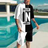 Short Sleeve O-Neck Tees And Shorts Outfit Letter Printing Tracksuits Casual Men 2 Piece Set 2021 Streetwear Mens