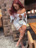 Mesh See Through Mini Dress Women Solid Long Sleeve Hollow Out Bodycon Dresses 2022 Summer Sexy Night Club Party