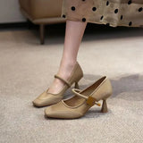 Mary Jane Shoes Spring 2025 New Niche Skirt With Square Head Shallow Thin Heel Temperament High Heel