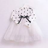 Kids Dresses For Girls Long Sleeve Children Clothing Polka Dot Tulle Tutu Girls Casual School Wear Princess Party