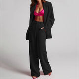 Spot 2025 Spring New Fashion Temperament Lapel Long Sleeves High Waist Trousers Two-Piece
