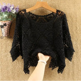 hollow knit sweater thin style literary pullover blouse women's air-conditioning shirt top