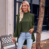 Autumn And Winter Casual Women's Wear Trend Solid Color Half High Collar Long Sleeves Fake Two Shirts