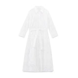 New Autumn Shirt Type Long Skirt Hollow-Out Embroidered MIDI