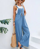 Solid Color Casual Suspender Trousers