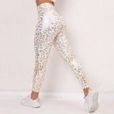 Bronzing Leopard Print Sporty Leggings Woman High Waist Gym Fitness Tights Ladies Sport Pants Plus Size Sportswear