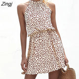 Street Summer Sexy Halter Floral Print mini Dress 2020 vintage sleeveless dress beach Casual party short Dress for