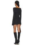 Black Cut Out Removable Off Shoulder Sleeves Mini Dress- Outfit