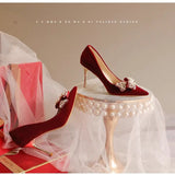 Shoes Women 2025 New Bridal Shoes Red Show Heds Wedding Dress Two Wear Not Tired High Heels Wedding Red