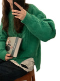 Zingj Fairy Purple Head Twist Sweater Female 2023 Autumn Winter Loose Retro Gentle Lazy Wind