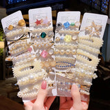 Handmade Pearls Hair Clips Pin For Women Fashion Geometric Flower Barrettes Headwear Girls Sweet Hairpins Hair