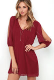 Beach Cami Summer Shirt Dress Women Casual Double V Neck Casual Shift Dresses Sexy Long Sleeve Vacation Midi