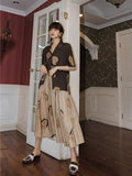 Ukiyoe Vintage Long Midi Skirt Womens High Waist Skort Aesthetic Skirt A Line Japanese Summer Skirt