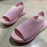 The Summer Of 2024, New Women's Shoes Are Woven In Breathable Solid Color Ladies' Sandals, Fish Mouth, Flat Heel And Beach Low-Top Women's
