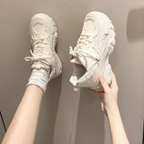 Dad Shoes Women 2025 Summer New Ins Thick Bottom Breathable Small Black Shoes Students Running Sports