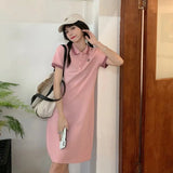 dress summer 2022 new slim POLO collar short-sleeved chic white casual T-shirt skirt ins tide bodycon