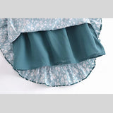 Zingj New Spring Women's Dress Retro Sling Printing Lotus Leaf Edge Slim Waist Lace