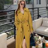 Women's Long-Term 2025 Spring And Autumn Black Korean Version Of Large-Size Small Man Popular British Wind Coat Over The Knee