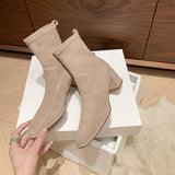Zingj Comfortable ~2023 New Thick Heel Elastic Suede Thin Boots Versatile Korean Version Of High Heel-Outfit