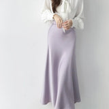 Satin Skirts For Women High Waisted 2022 A-Line Elegant Summer Midi Skirt New Korean Style