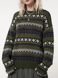 Long Sleeve Vintage Jacquard Sweater- Outfit