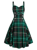 Print Lace-up Front Buckle Strap Dress A Line Mini Dress Sleeveless