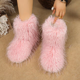 Hairy Boots Winter Warm Plus Velvet Boots Fashion Casual Snow Boots
