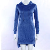 2020 Autumn Winter Fashion Sexy Hooded Collar Women's Mini Split Irregular Dress Casual Solid Long Sleeve Ladies